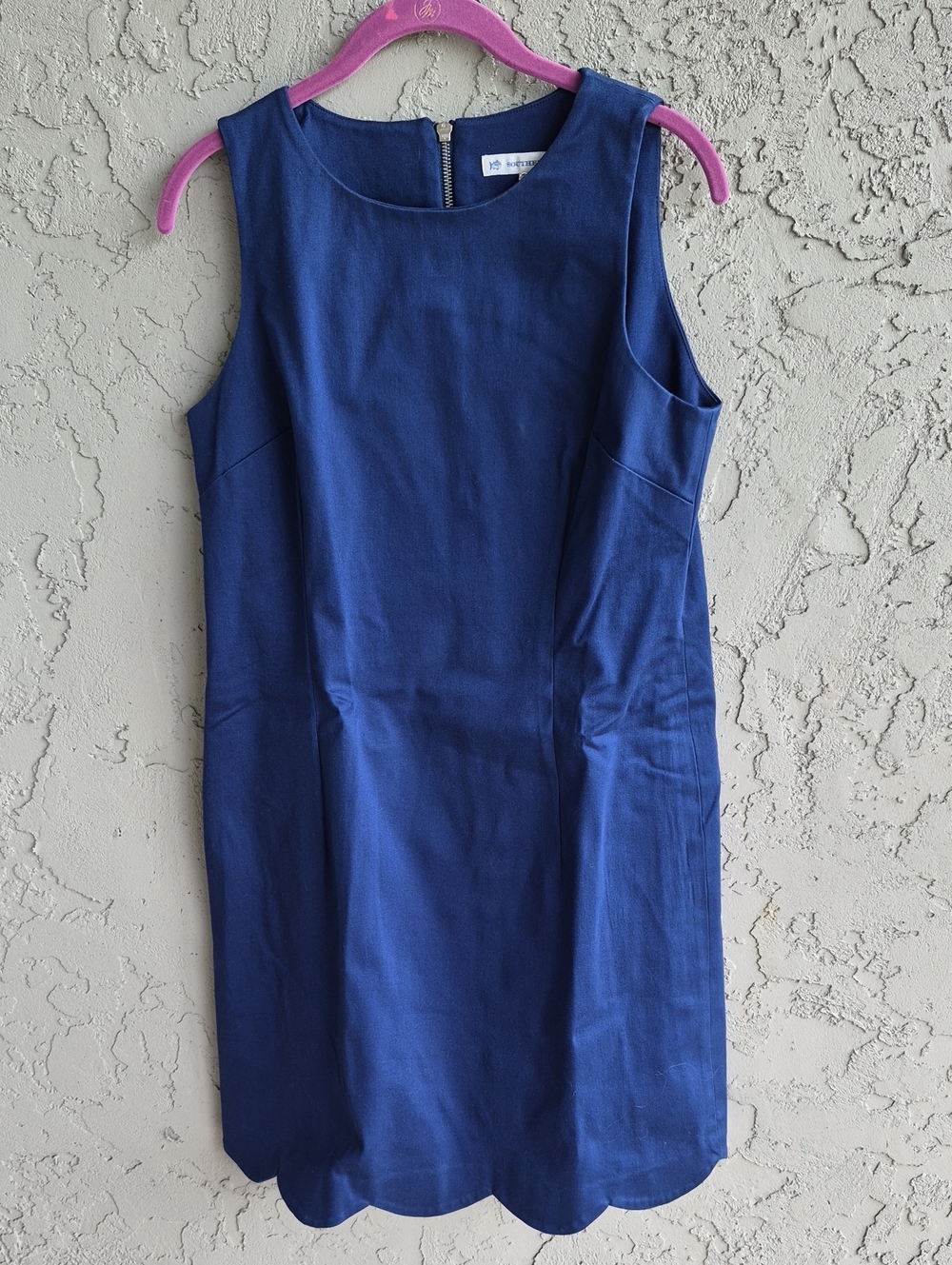 Southern Tide Sleeveless Scallop Hem Mini Dress in Navy